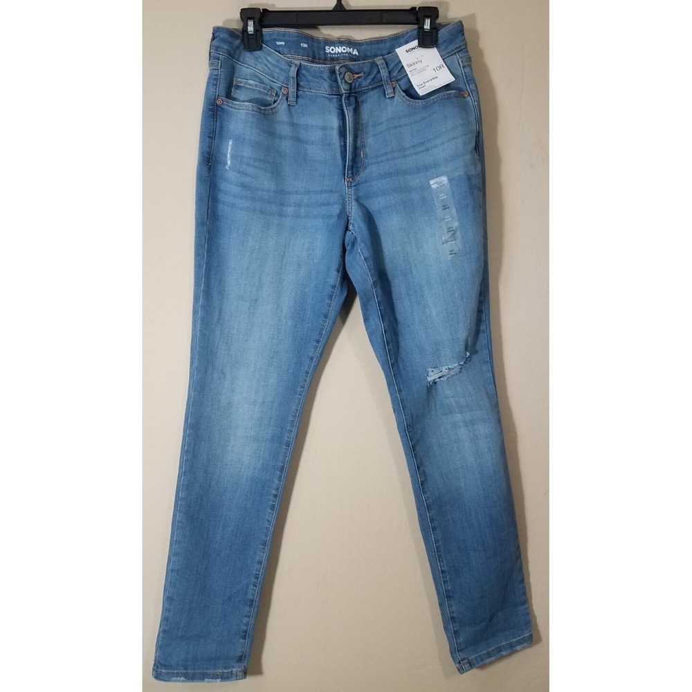 Sonoma Distressed Skinny‎ Jeans Women size 10R Blue Denim Pants Stretch NEW